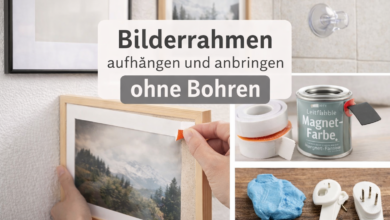 Bilder aufhängen ohne Bohren 7 Tipps [Bildinhalt mit KI erstellt]