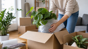 Zimmerpflanzen beim Umzug schützen: Transport, Verpackung und Eingewöhnung [Bildinhalt mit KI erstellt]